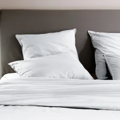 Taie d'oreiller PALACE pur coton lavé 65x65 cm uni blanc neige
