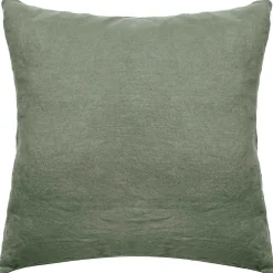 Taie d'oreiller PALACE pur coton lavé 65x65 cm uni vert mousse