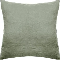 Taie d'oreiller PALACE pur coton lavé 65x65 cm uni vert sauge