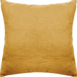 Taie d'oreiller PALACE pur coton lavé 65x65 cm uni jaune curry