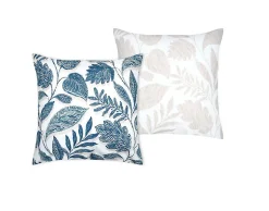 Taie d'39oreiller percale de coton motif feuillage 63x63cm