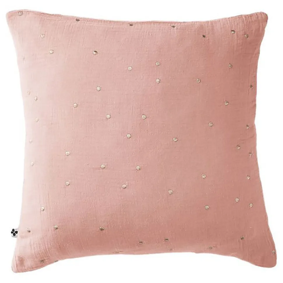Taie d'oreiller Pois Doré Déco "Gaïa Chic" 60 x 60 cm & 50 x 70 cm "Gaze de Coton" - Gaïa Chic Rose Pêche - 60 x 60 cm
