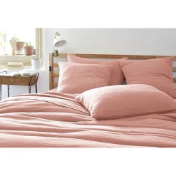 Taie d'oreiller Pois Doré Déco "Gaïa Chic" 60 x 60 cm & 50 x 70 cm "Gaze de Coton" - Gaïa Chic Rose Pêche - 60 x 60 cm