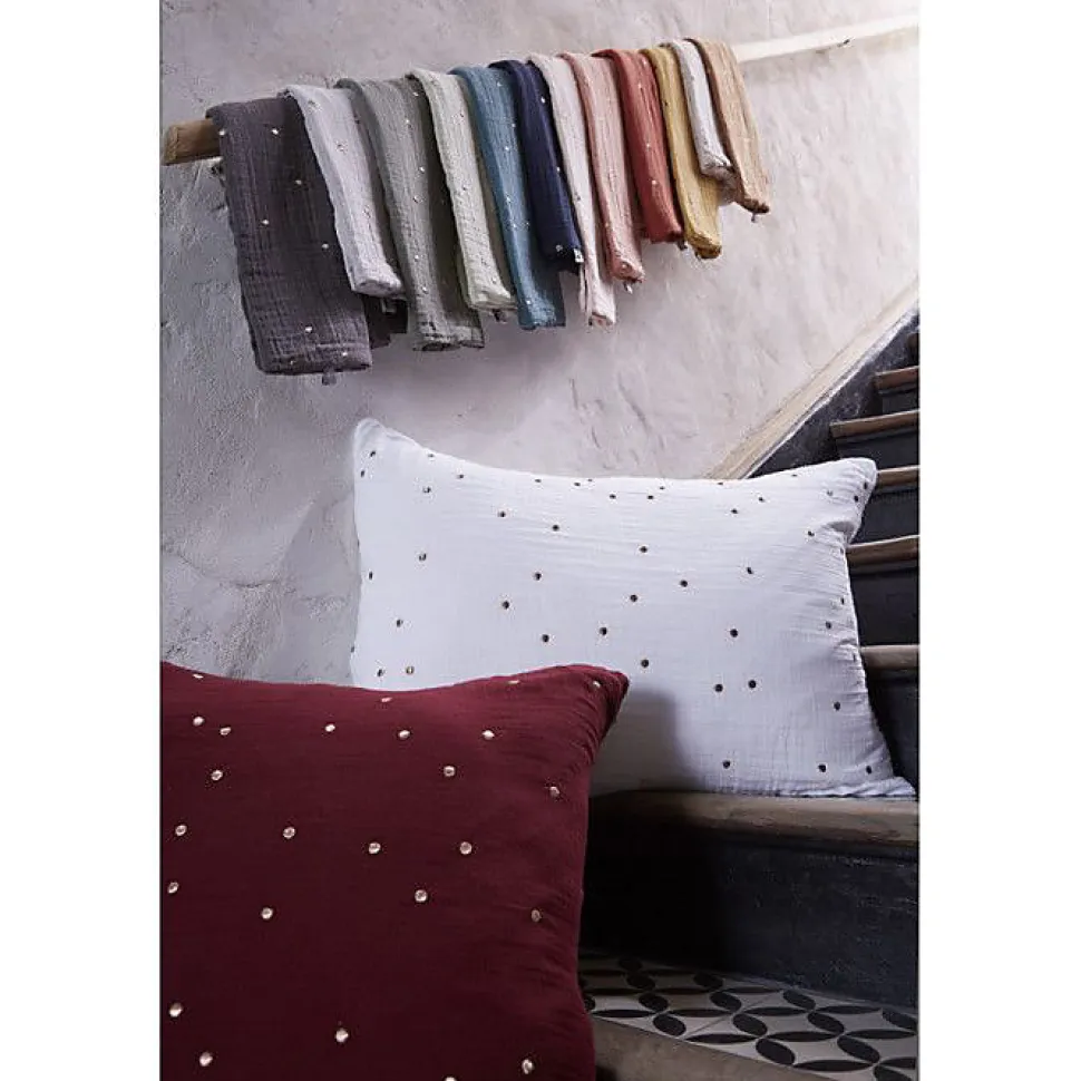 Taie d'oreiller Pois Doré Déco "Gaïa Chic" 60 x 60 cm & 50 x 70 cm "Gaze de Coton" - Gaïa Chic Granit - 50 x 70 cm