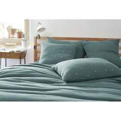 Taie d'oreiller Pois Doré Déco "Gaïa Chic" 60 x 60 cm & 50 x 70 cm "Gaze de Coton" - Gaïa Chic Canard - 60 x 60 cm