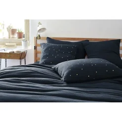 Taie d'oreiller Pois Doré Déco "Gaïa Chic" 60 x 60 cm & 50 x 70 cm "Gaze de Coton" - Gaïa Chic Minuit - 60 x 60 cm