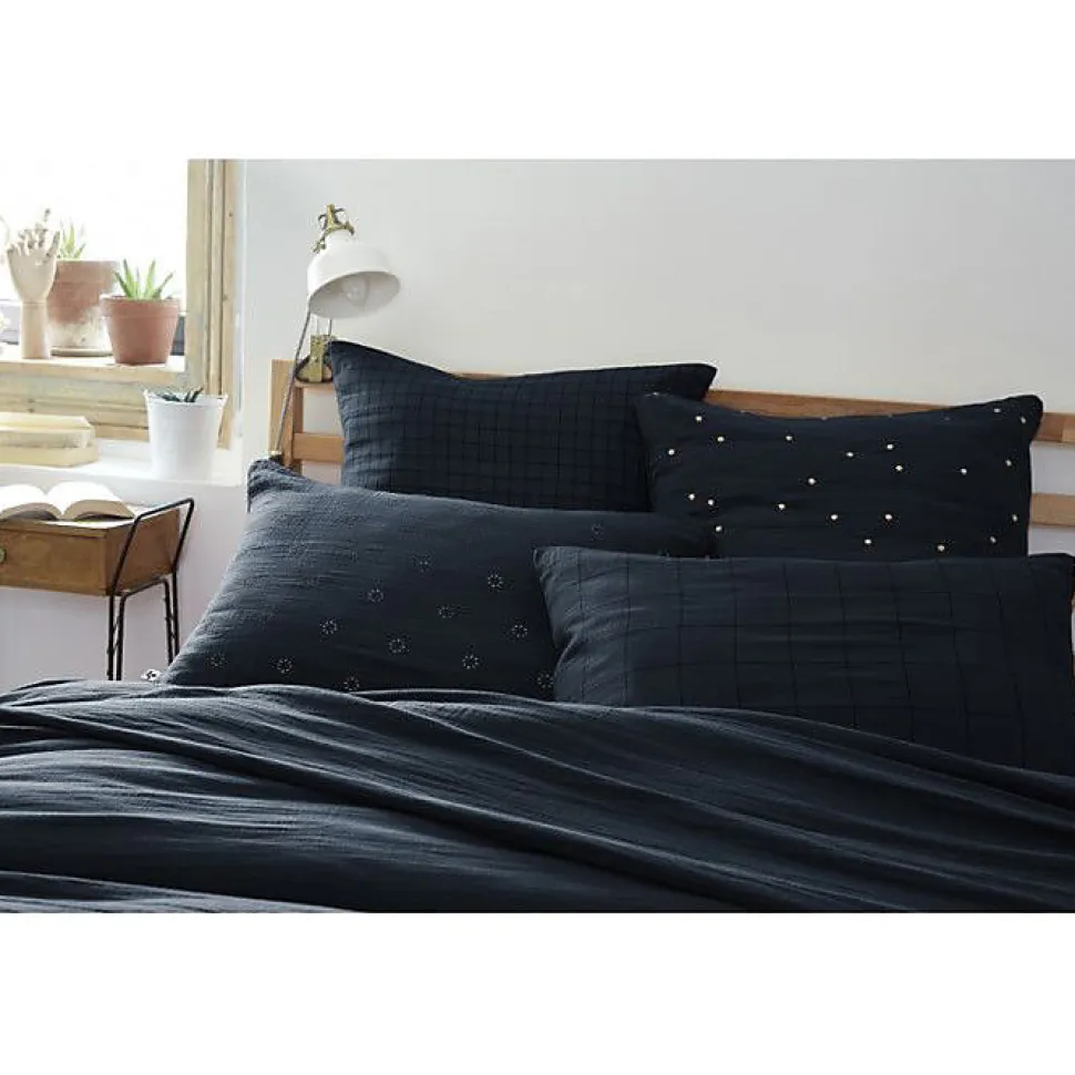 Taie d'oreiller Pois Doré Déco "Gaïa Chic" 60 x 60 cm & 50 x 70 cm "Gaze de Coton" - Gaïa Chic Minuit - 60 x 60 cm