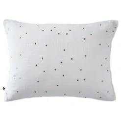 Taie d'oreiller Pois Doré Déco "Gaïa Chic" 60 x 60 cm & 50 x 70 cm "Gaze de Coton" - Gaïa Chic Chantilly - 50 x 70 cm