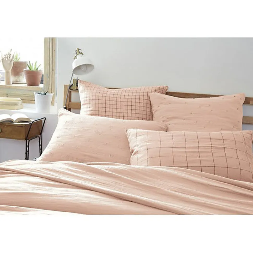 Taie d'oreiller Pois Doré Déco "Gaïa Chic" 60 x 60 cm & 50 x 70 cm "Gaze de Coton" - Gaïa Chic Guimauve - 50 x 70 cm