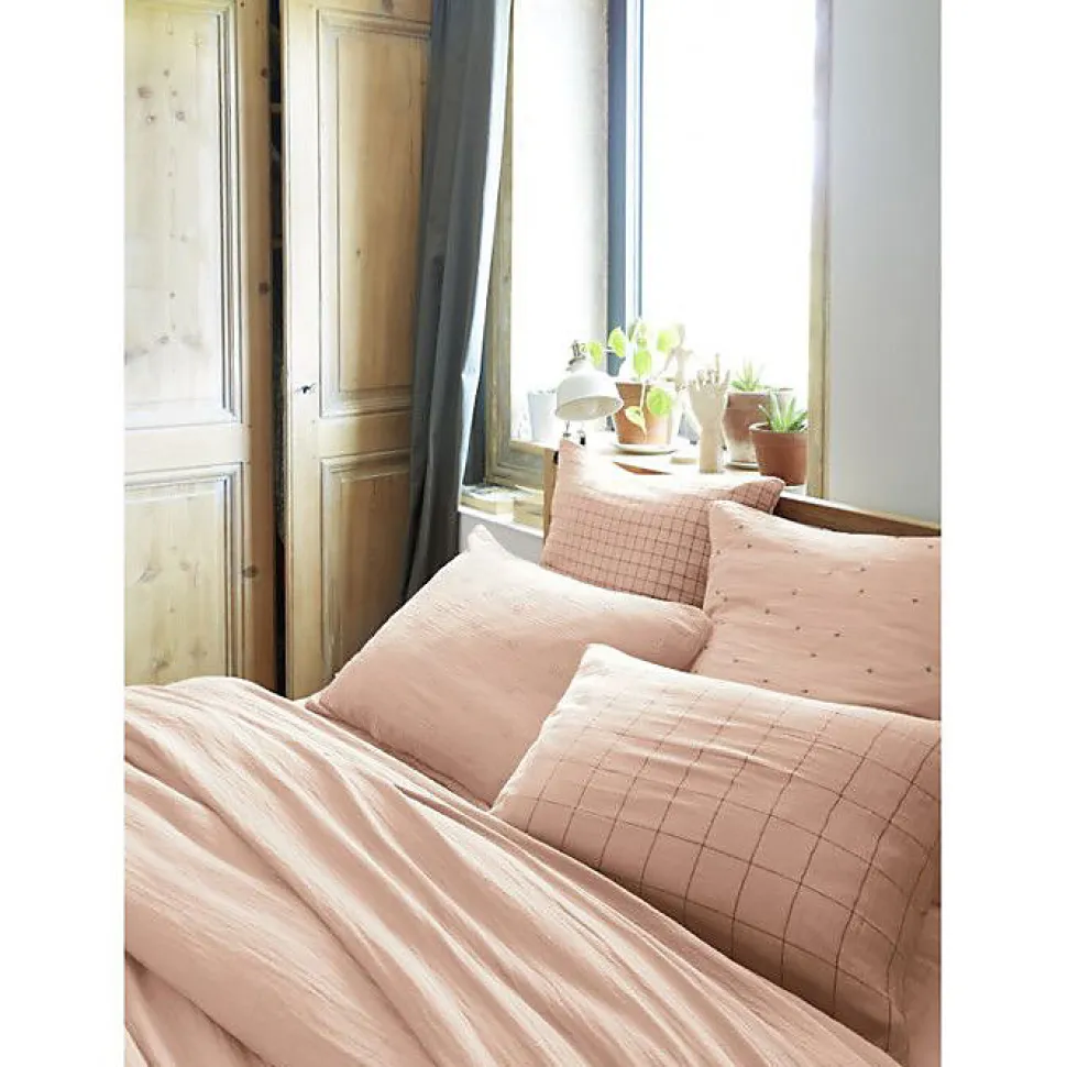 Taie d'oreiller Pois Doré Déco "Gaïa Chic" 60 x 60 cm & 50 x 70 cm "Gaze de Coton" - Gaïa Chic Guimauve - 50 x 70 cm