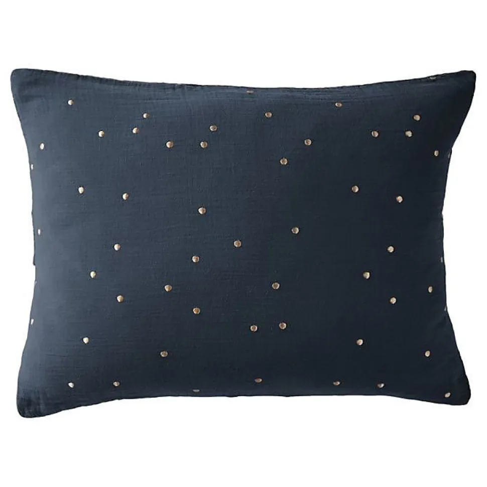 Taie d'oreiller Pois Doré Déco "Gaïa Chic" 60 x 60 cm & 50 x 70 cm "Gaze de Coton" - Gaïa Chic Minuit - 50 x 70 cm
