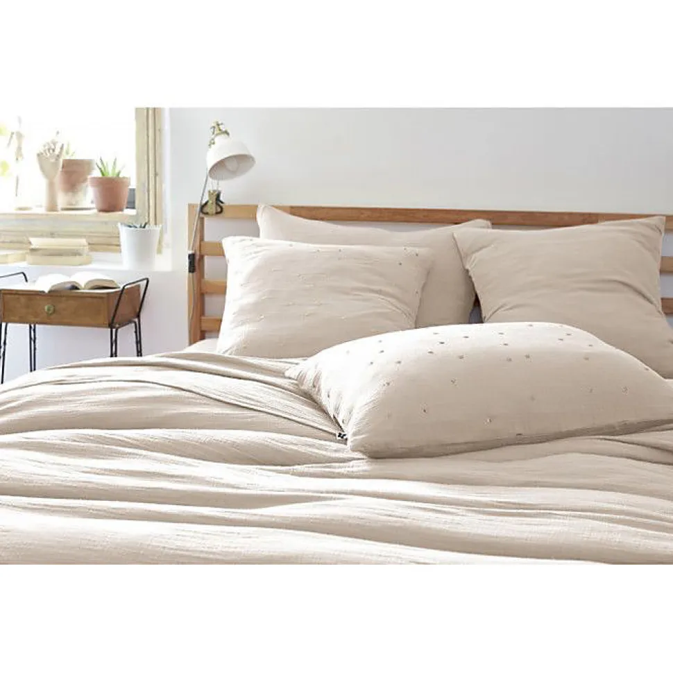 Taie d'oreiller Pois Doré Déco "Gaïa Chic" 60 x 60 cm & 50 x 70 cm "Gaze de Coton" - Gaïa Chic Pampa - 60 x 60 cm