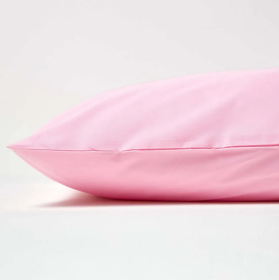 Taie d'oreiller rose 100% coton égyptien 200 fils, 40x80 cm - HOMESCAPES