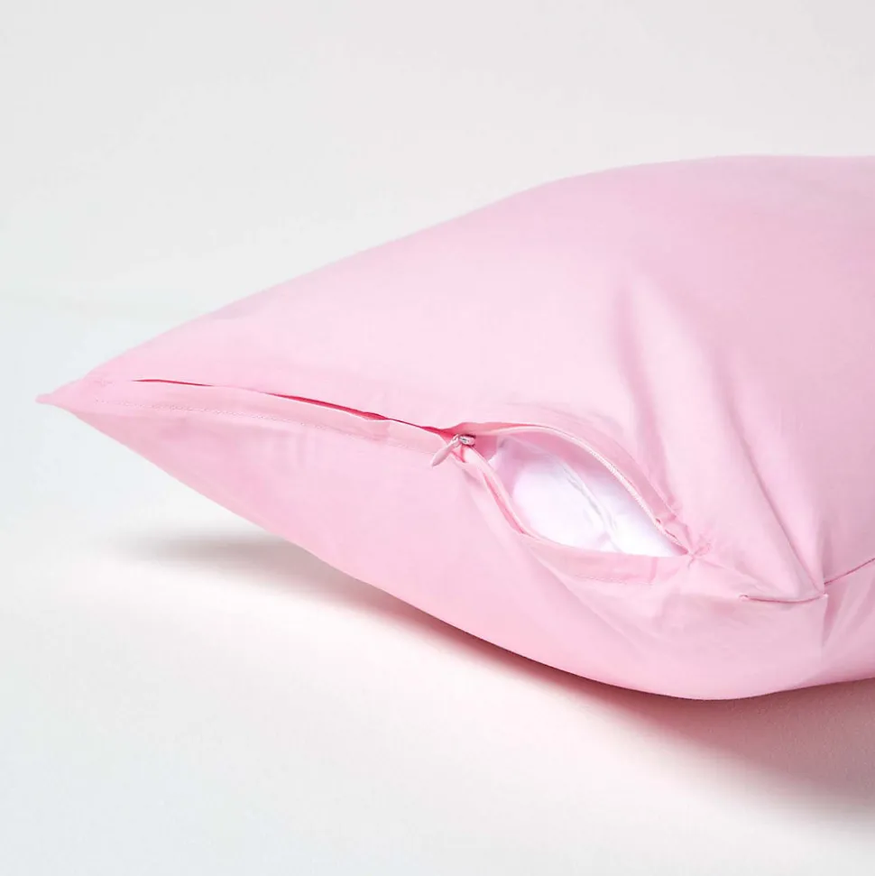 Taie d'oreiller rose 100% coton égyptien 200 fils, 40x80 cm - HOMESCAPES