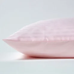Taie d'oreiller rose satin rayé en coton égyptien 330 fils, 50x75 cm - HOMESCAPES