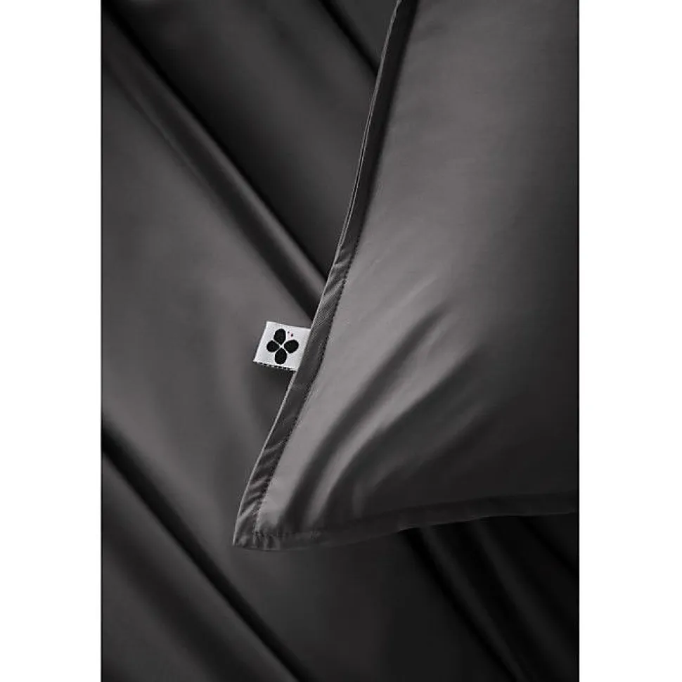 Taie d'oreiller "Salomé" Viscose de bambou 120 fils/cm² - Salomé Granit - 63 x 63 cm volant plat piqué