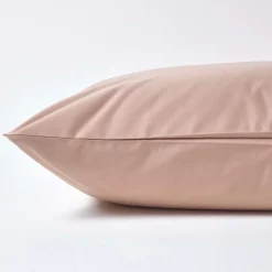 Taie d'oreiller taupe en satin de coton égyptien 1000 fils, 50x75 cm - HOMESCAPES