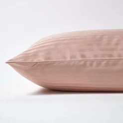 Taie d'oreiller taupe satin rayé en coton égyptien 330 fils, 50x75 cm - HOMESCAPES