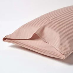 Taie d'oreiller taupe satin rayé en coton égyptien 330 fils, 50x75 cm - HOMESCAPES