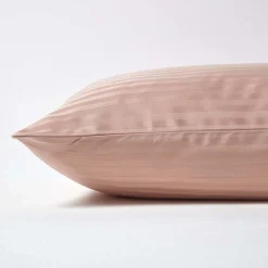 Taie d'oreiller taupe satin rayé en coton égyptien 330 fils, 60x60 cm - HOMESCAPES