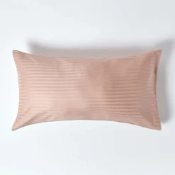 Taie d'oreiller taupe satin rayé en coton égyptien 330 fils, 50x90 cm - HOMESCAPES