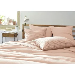 Taie d'oreiller Tissé-teint petits carreaux Déco "Gaïa Mix" 60 x 60 cm & 50 x 70 cm "Gaze de Coton" - Gaïa Mix Guimauve - 50 x 70