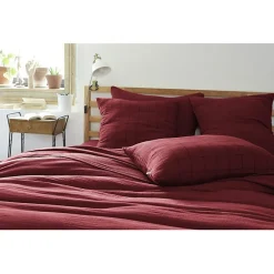 Taie d'oreiller Tissé-teint grands carreaux Déco "Gaïa Match" 60 x 60 cm & 50 x 70 cm "Gaze de Coton" - Gaïa Match Lie de vin - 50