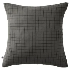 Taie d'oreiller Tissé-teint petits carreaux Déco "Gaïa Mix" 60 x 60 cm & 50 x 70 cm "Gaze de Coton" - Gaïa Mix Granit - 60 x 60 cm