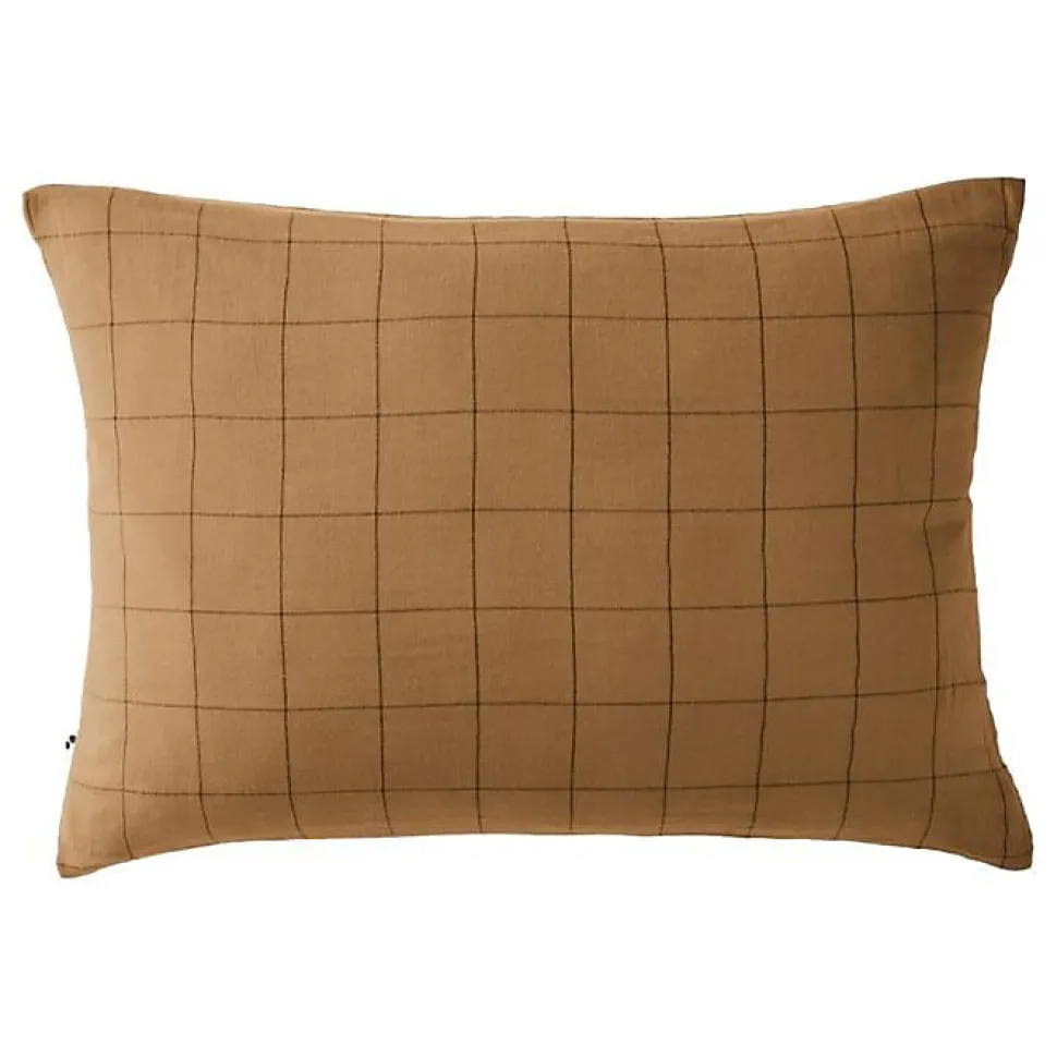 Taie d'oreiller Tissé-teint grands carreaux Déco "Gaïa Match" 60 x 60 cm & 50 x 70 cm "Gaze de Coton" - Gaïa Match Camel - 50 x 70