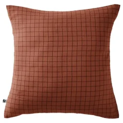 Taie d'oreiller Tissé-teint petits carreaux Déco "Gaïa Mix" 60 x 60 cm & 50 x 70 cm "Gaze de Coton" - Gaïa Mix Terracotta - 60 x 6