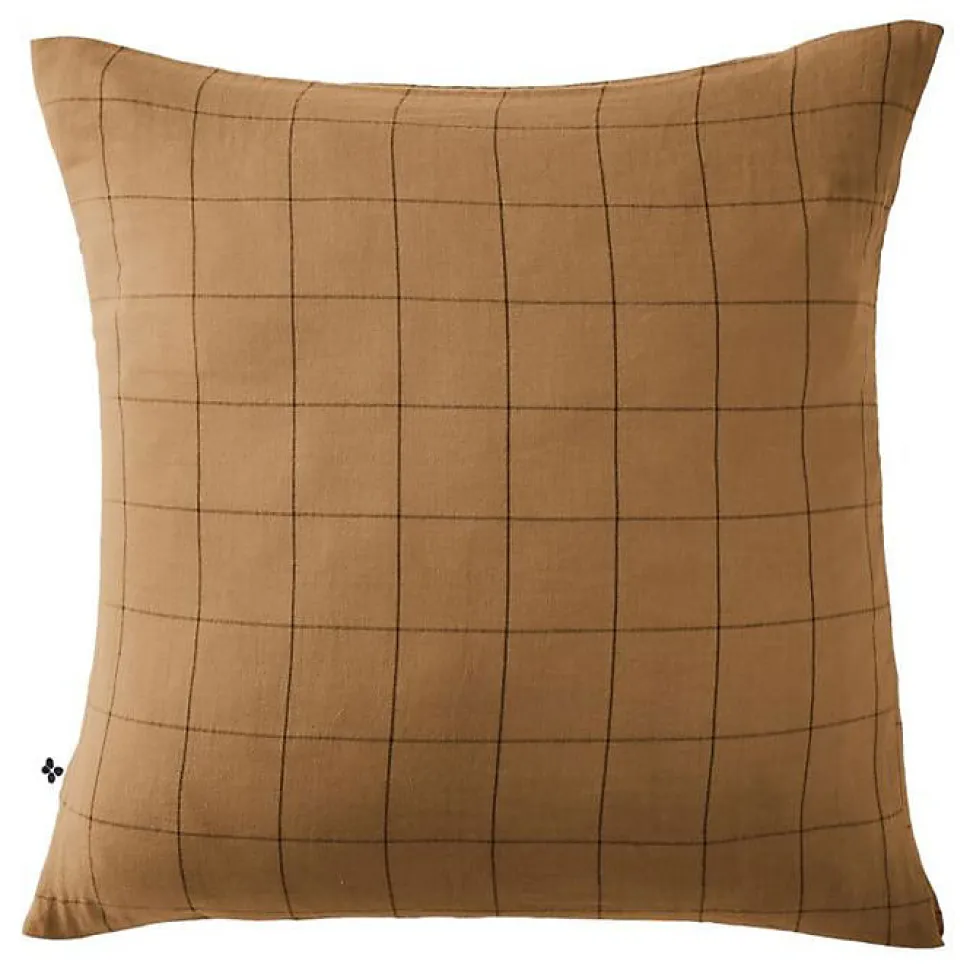 Taie d'oreiller Tissé-teint grands carreaux Déco "Gaïa Match" 60 x 60 cm & 50 x 70 cm "Gaze de Coton" - Gaïa Match Camel - 60 x 60