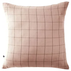 Taie d'oreiller Tissé-teint grands carreaux Déco "Gaïa Match" 60 x 60 cm & 50 x 70 cm "Gaze de Coton" - Gaïa Match Guimauve - 60 x