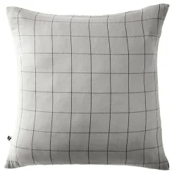 Taie d'oreiller Tissé-teint grands carreaux Déco "Gaïa Match" 60 x 60 cm & 50 x 70 cm "Gaze de Coton" - Gaïa Match Nuage - 60 x 60
