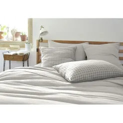 Taie d'oreiller Tissé-teint petits carreaux Déco "Gaïa Mix" 60 x 60 cm & 50 x 70 cm "Gaze de Coton" - Gaïa Mix Nuage - 60 x 60 cm