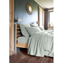 Taie d'oreiller Tissé-teint petits carreaux Déco "Gaïa Mix" 60 x 60 cm & 50 x 70 cm "Gaze de Coton" - Gaïa Mix Eucalyptus - 50 x 7