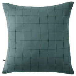 Taie d'oreiller Tissé-teint grands carreaux Déco "Gaïa Match" 60 x 60 cm & 50 x 70 cm "Gaze de Coton" - Gaïa Match Canard - 60 x 6