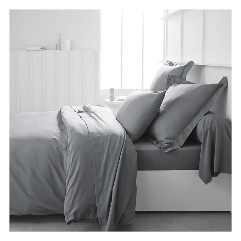 Taie d'oreiller TODAY Essential - 63 x 63+5 cm - 100% Coton uni - Acier