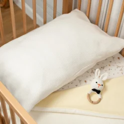 Taie d'oreiller unie en coton nid d'abeille