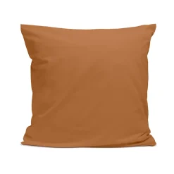Taie d'oreiller unie 65x65cm PERCALE TERRACOTTA