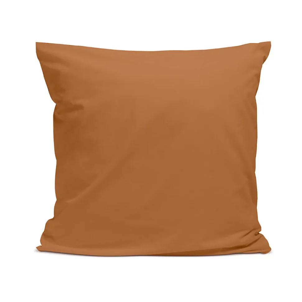 Taie d'oreiller unie 65x65cm PERCALE TERRACOTTA