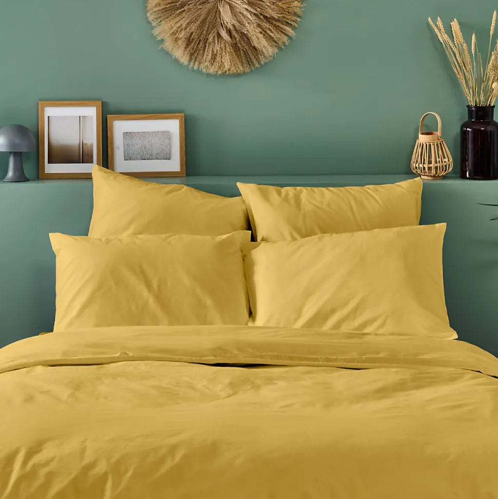 Taie d'oreiller unie 50x75cm PERCALE MOUTARDE