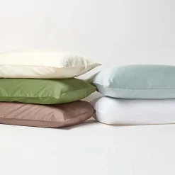 Taie d'oreiller vert mousse en coton égyptien bio 400 fils, 40x40 cm - HOMESCAPES