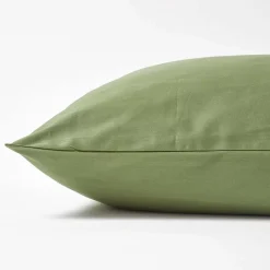 Taie d'oreiller vert mousse en coton égyptien bio 400 fils, 40x40 cm - HOMESCAPES