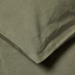 Taie d'oreiller vert mousse en lin lavé, 50x75 cm - HOMESCAPES