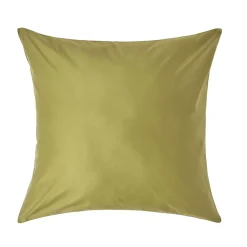 Taie d'oreiller vert olive en satin de coton égyptien 1000 fils, 80x80 cm - HOMESCAPES