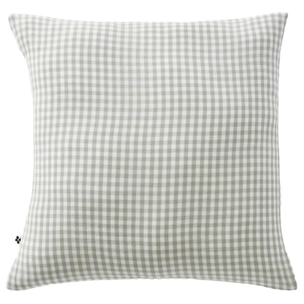 Taie d'oreiller "Vickie" 60 x 60 cm & 50 x 70 cm tissé teint "Gaze de Coton" l'Effet Papillon - Vickie Eucalyptus - Taie d'oreille