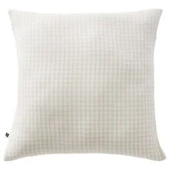 Taie d'oreiller "Vickie" 60 x 60 cm & 50 x 70 cm tissé teint "Gaze de Coton" l'Effet Papillon - Vickie Pampa - Taie d'oreiller 60