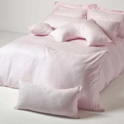 Taie d'oreiller violet satin rayé en coton égyptien 330 fils, 80x80 cm - HOMESCAPES