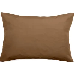 Taie d'oreiller volants plats 50x70 cm percale MANOIR marron Cognac