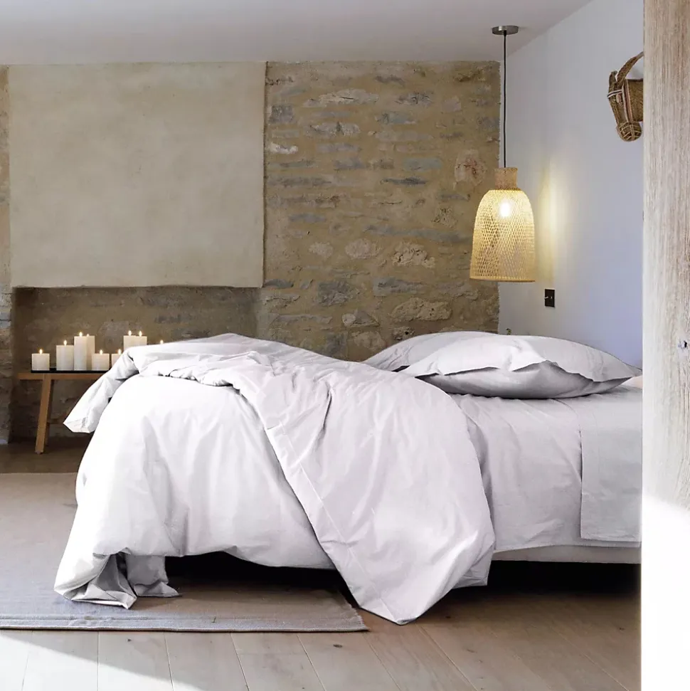 Taie d'oreiller volants plats 50x70 cm percale MANOIR gris Perle